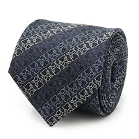 Grogu Outline Stripe Navy Tie