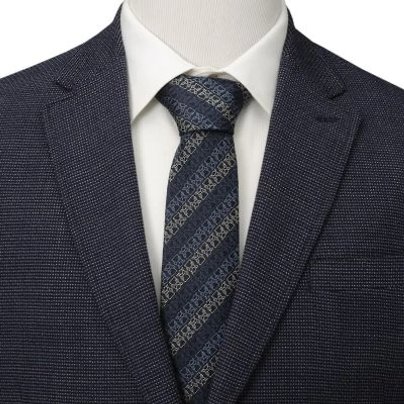 Grogu Outline Stripe Navy Tie