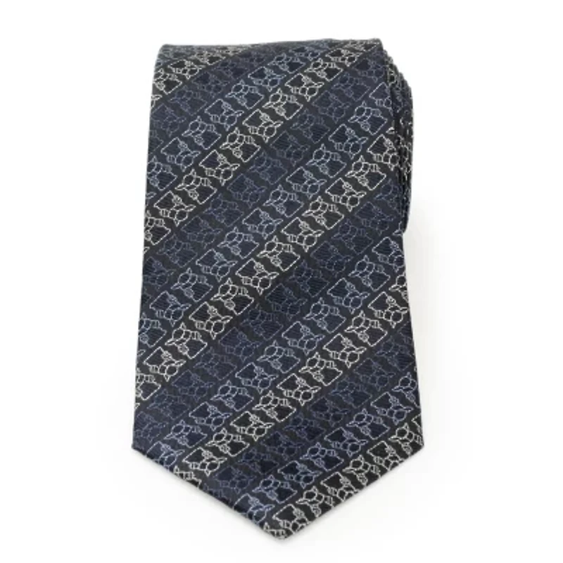 Grogu Outline Stripe Navy Tie