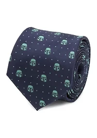 Mandalorian Helmet Dotted Navy Tie