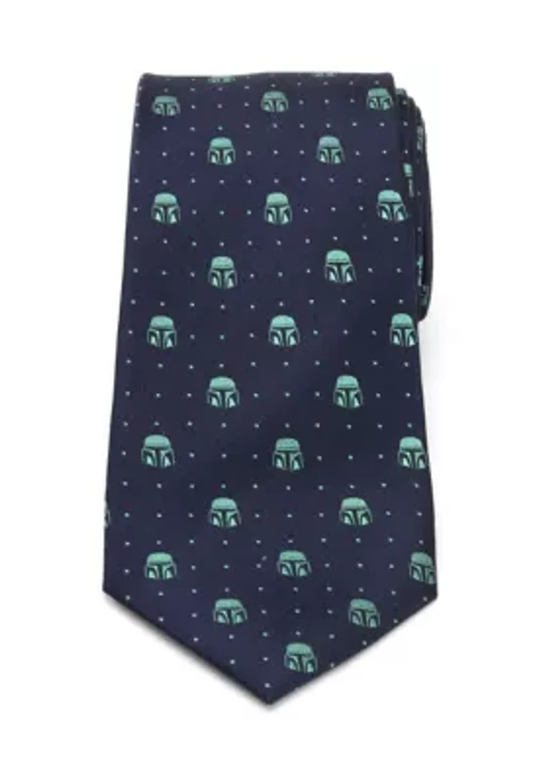 Mandalorian Helmet Dotted Navy Tie