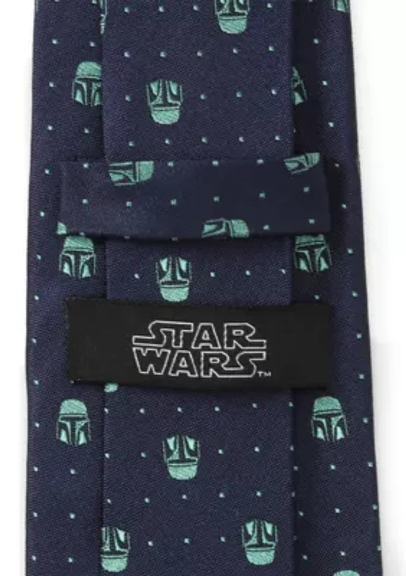 Mandalorian Helmet Dotted Navy Tie