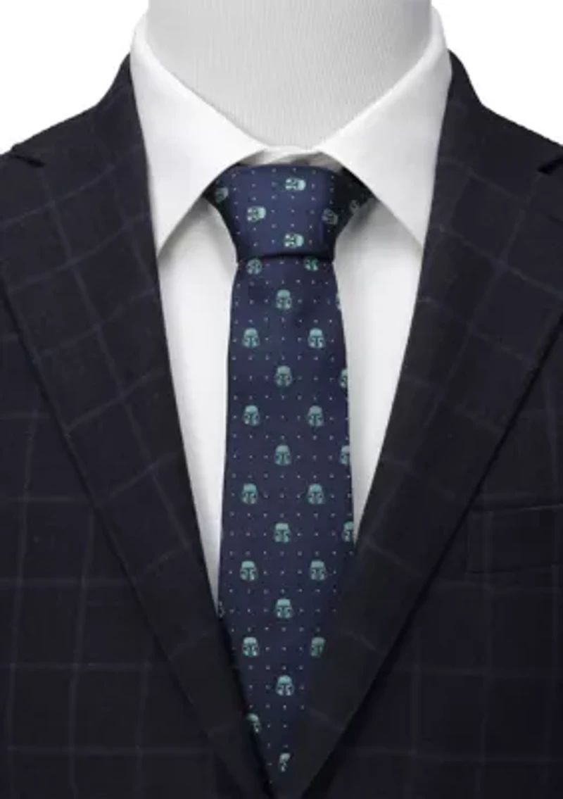 Mandalorian Helmet Dotted Navy Tie
