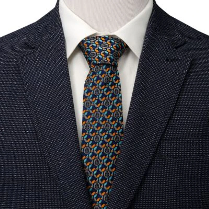 Falcon Motif Navy Blue Tie