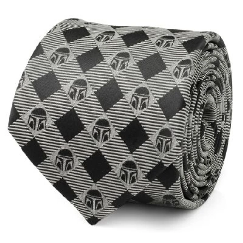 Mandalorian Plaid Black Gray Tie