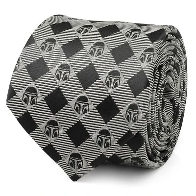 Mandalorian Plaid Black Gray Tie