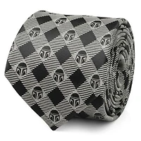 Mandalorian Plaid Black Gray Tie
