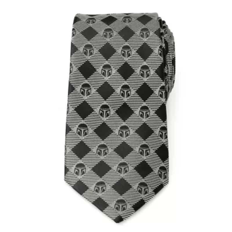 Mandalorian Plaid Black Gray Tie