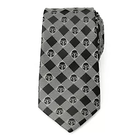 Mandalorian Plaid Black Gray Tie
