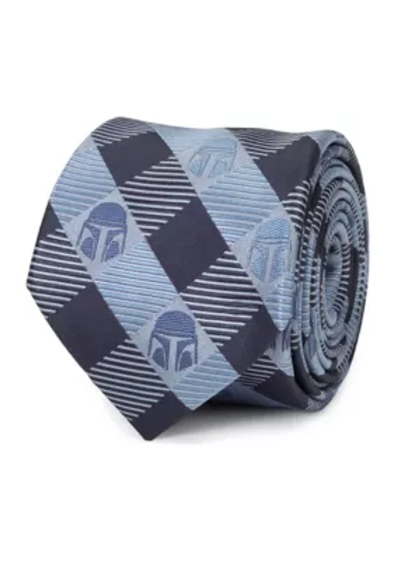 Star Wars Mando Helmet Check Blue Tie