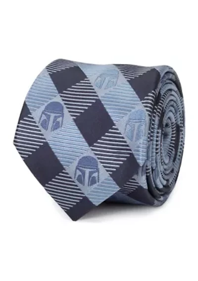 Star Wars Mando Helmet Check Blue Tie