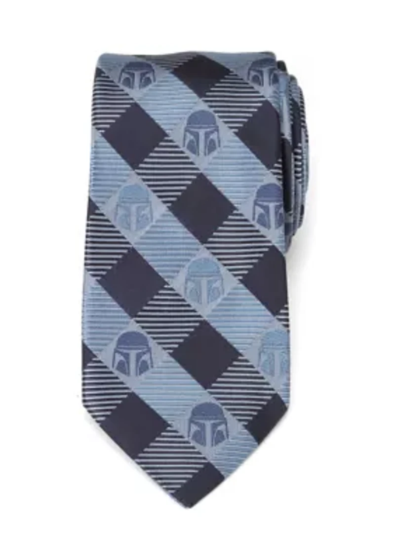 Star Wars Mando Helmet Check Blue Tie