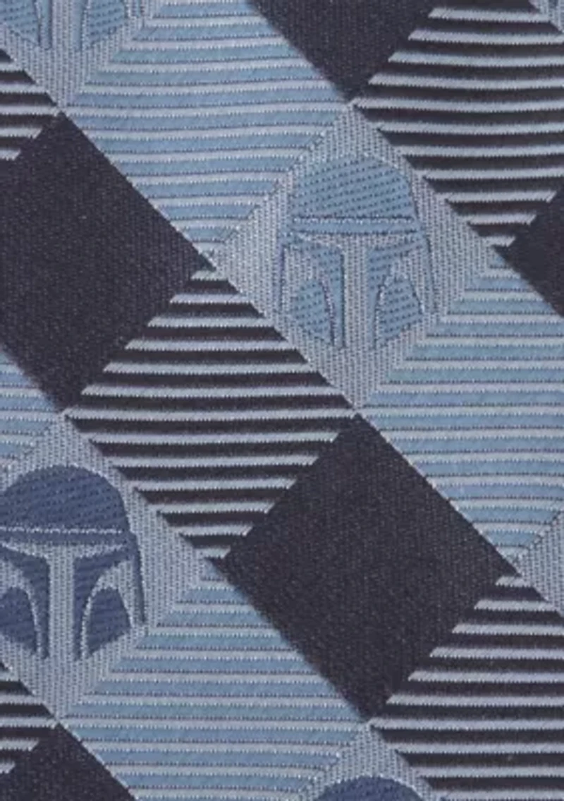 Star Wars Mando Helmet Check Blue Tie