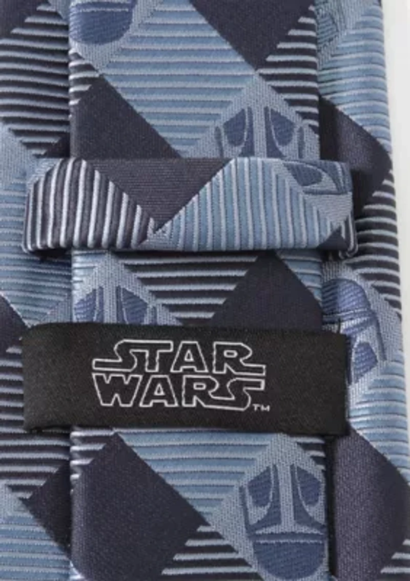Star Wars Mando Helmet Check Blue Tie