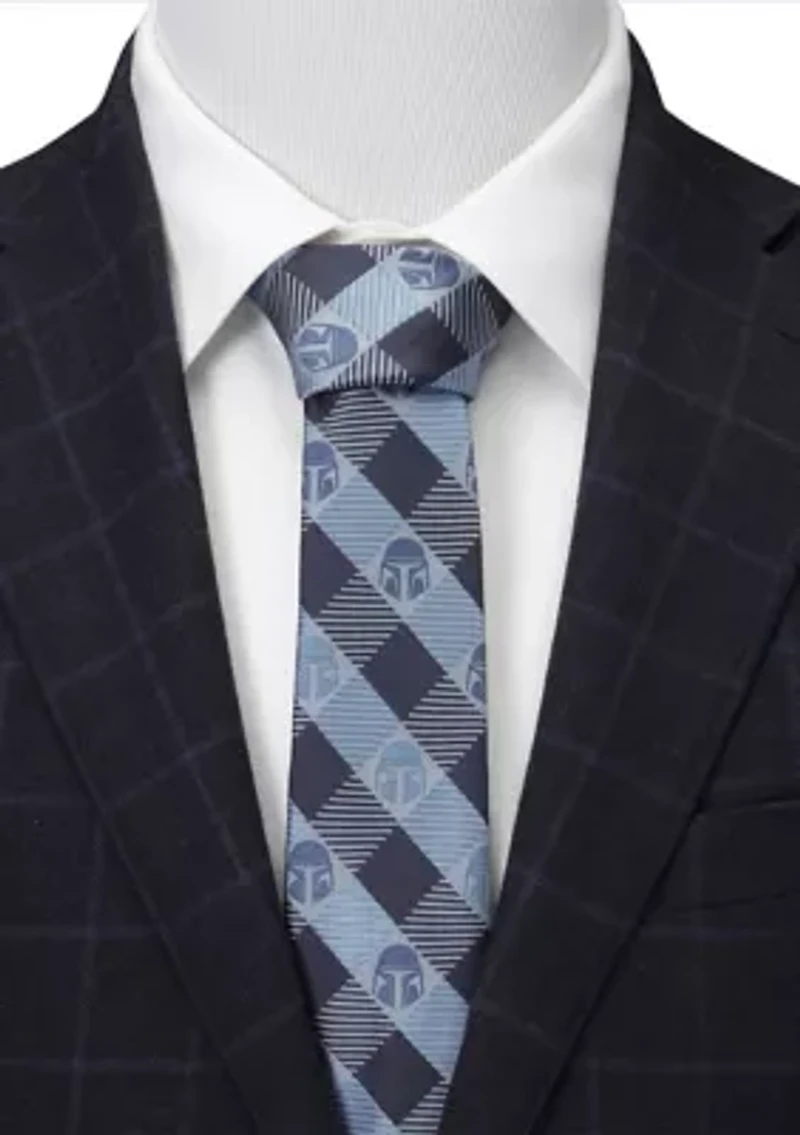 Star Wars Mando Helmet Check Blue Tie