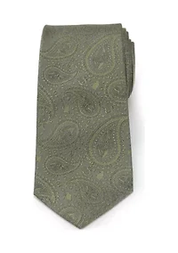 Men's Yoda Paisley Sage Green Silk Tie