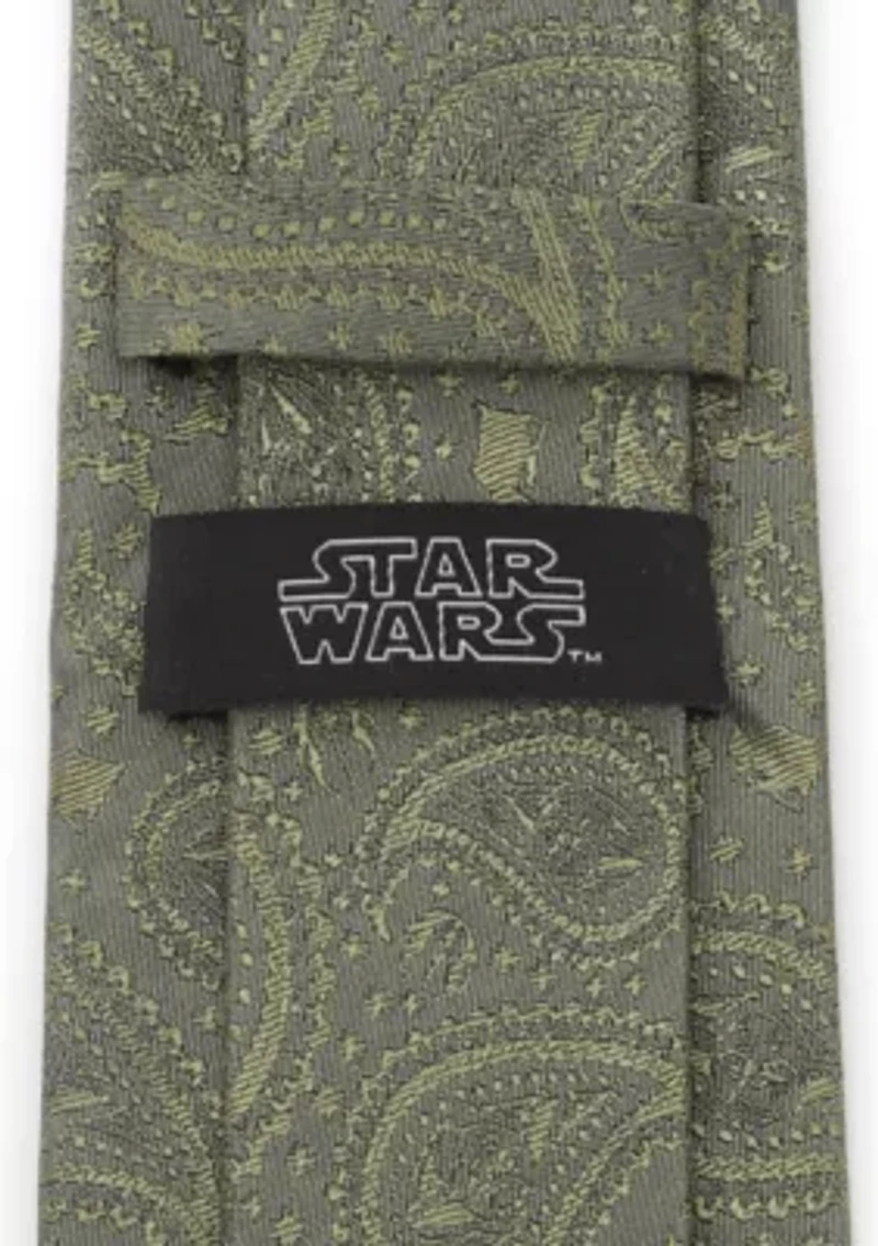 Men's Yoda Paisley Sage Green Silk Tie