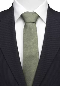 Men's Yoda Paisley Sage Green Silk Tie