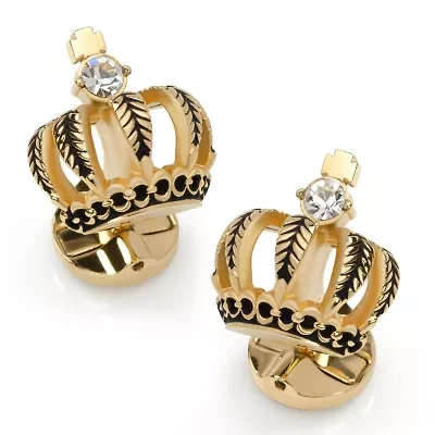 VDP 3D Crown Royal Gold Stainless Cufflinks
