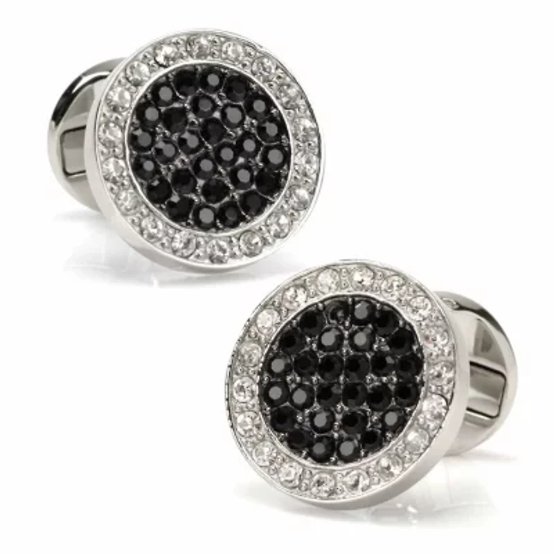 VDP White & Black Pave Crystals Cufflinks