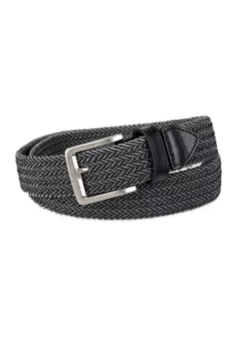 Two Tone Fabric Braided Stretch Web Casual Belt