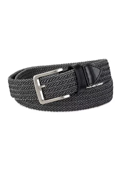 Two Tone Fabric Braided Stretch Web Casual Belt