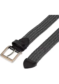 Two Tone Fabric Braided Stretch Web Casual Belt