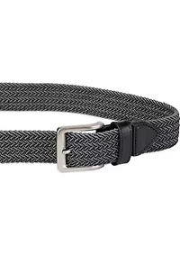 Two Tone Fabric Braided Stretch Web Casual Belt