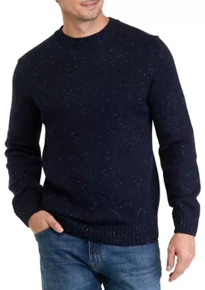 Men's Solid Donegal Crew Neck Sweater