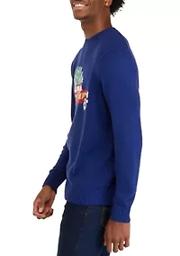 Men's Car and Tree Crew Neck Sweater