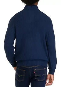 Men's Button Mock Neck Cotton Sweater