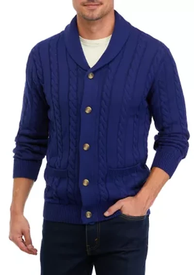 Cotton Blend Shawl Collar Cardigan