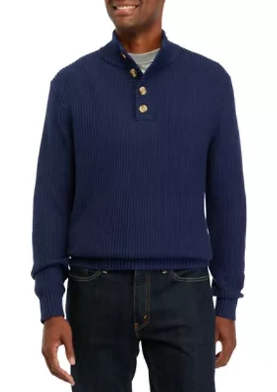Button Up Mock Neck Sweater
