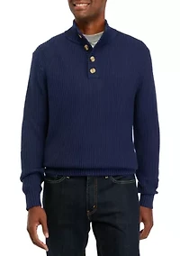 Button Up Mock Neck Sweater