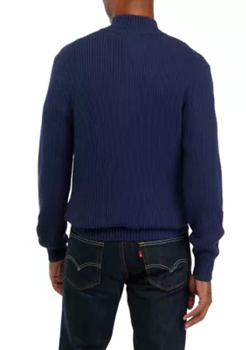 Button Up Mock Neck Sweater