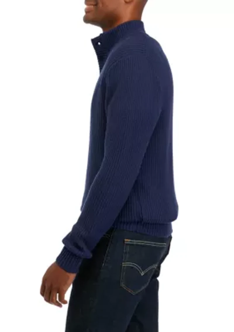 Button Up Mock Neck Sweater