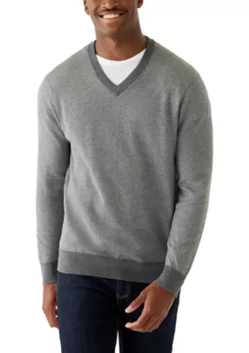 Men's Herringbone V-Neck Sweater
