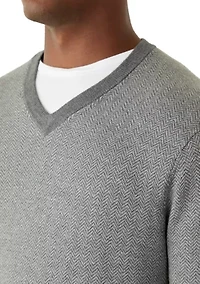 Men's Herringbone V-Neck Sweater
