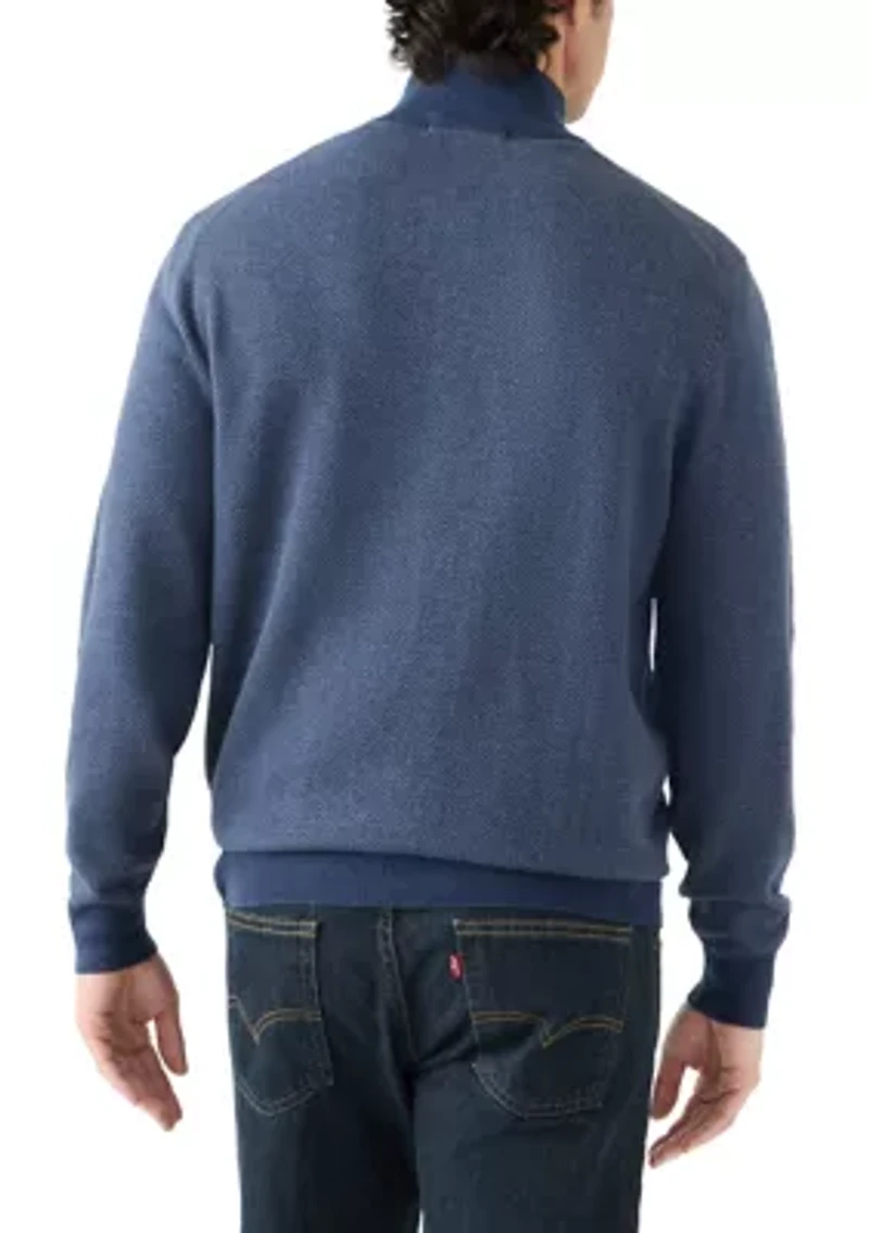 Men's Herringbone Quarter Zip Sweater