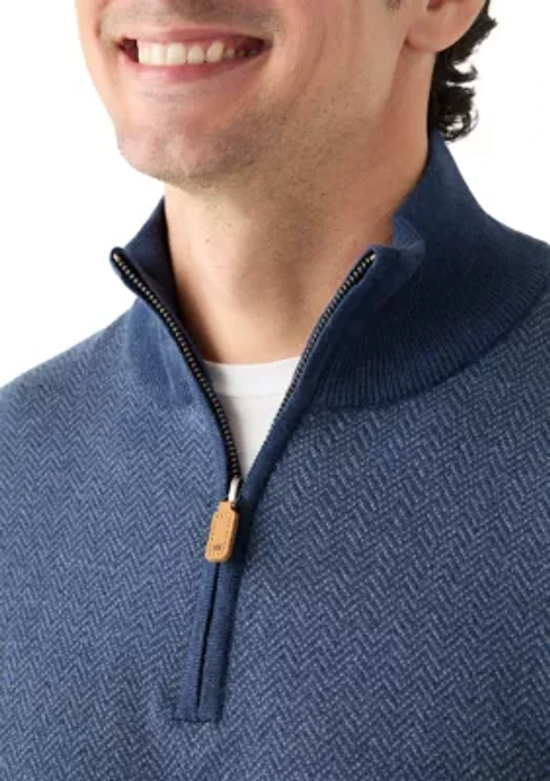 Men's Herringbone Quarter Zip Sweater
