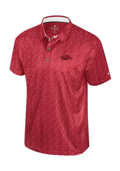 NCAA Arkansas Razorbacks Football Printed Team Polo Shirt