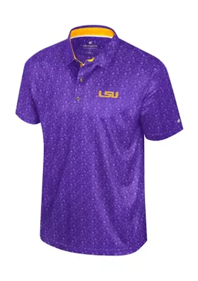 NCAA LSU Tigers Football Print Sublimated Team Polo Shirt