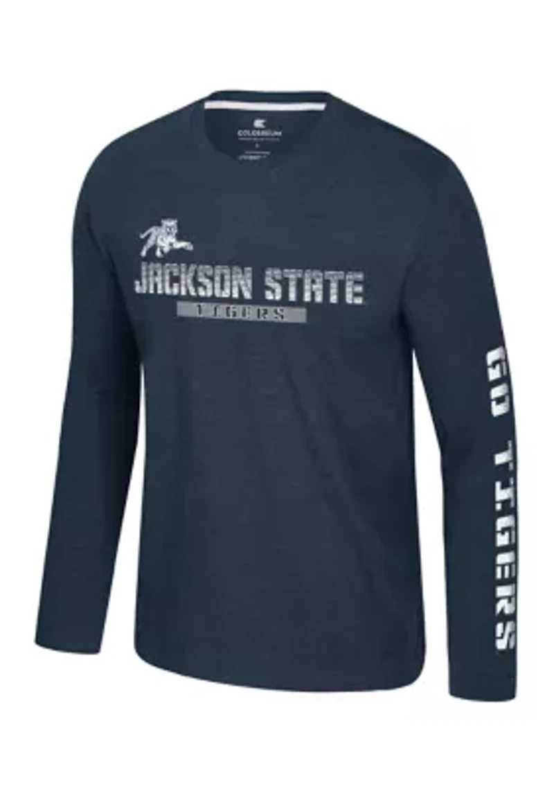 NCAA Jackson State Tigers Back Business Long Sleeve Graphic T-Shirt