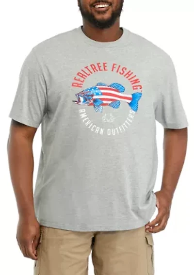 Big & Tall Short Sleeve Americana Fish Dual Blend Graphic T-Shirt