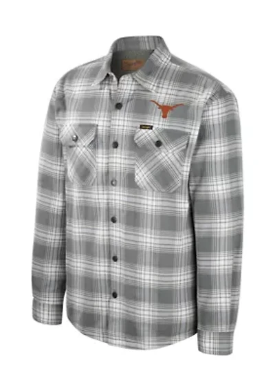 NCAA Texas Longhorns Sherpa Lined Plaid Flannel Shirt Jacket
