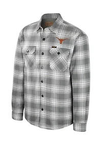 NCAA Texas Longhorns Sherpa Lined Plaid Flannel Shirt Jacket