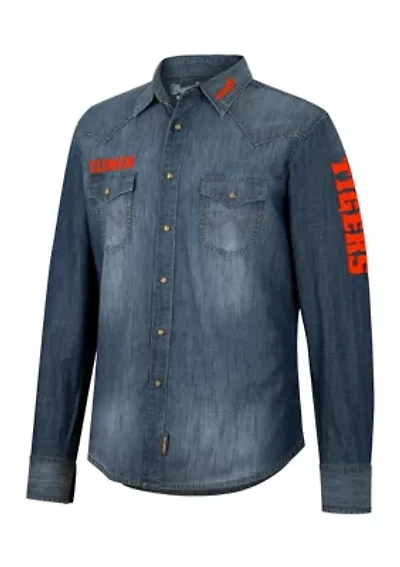 NCAA Clemson Tigers Wrangler Denim Western Snap Shirt