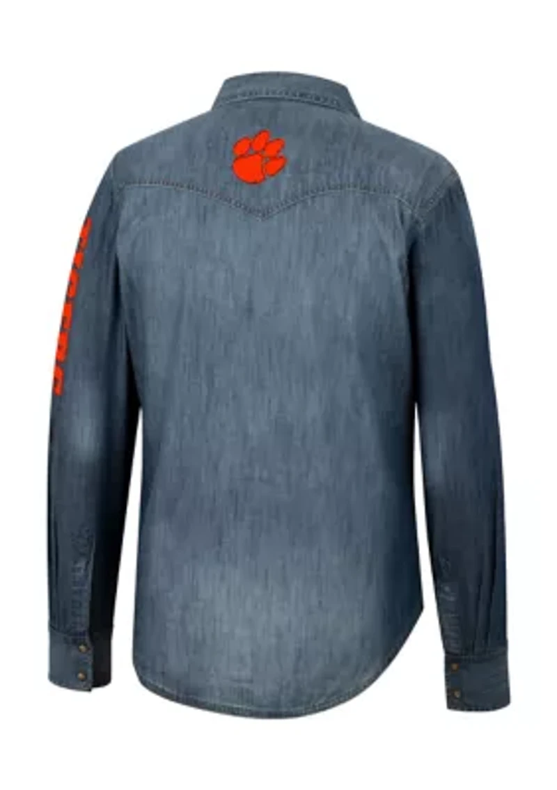NCAA Clemson Tigers Wrangler Denim Western Snap Shirt