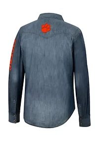 NCAA Clemson Tigers Wrangler Denim Western Snap Shirt