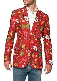 Christmas Red Icons Light Up Blazer